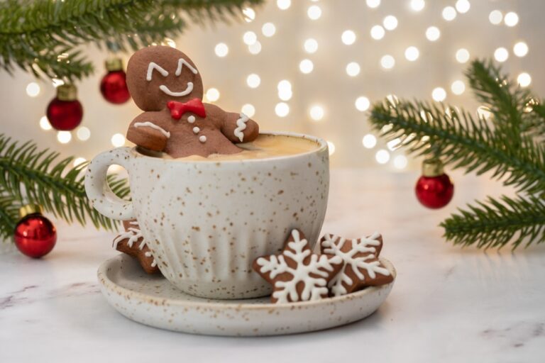 gingerbread man in holiday drink